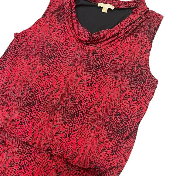 Michael Michael Kors Red Snakeprint Sleeveless Blouson Dress XL - Picture 2 of 4